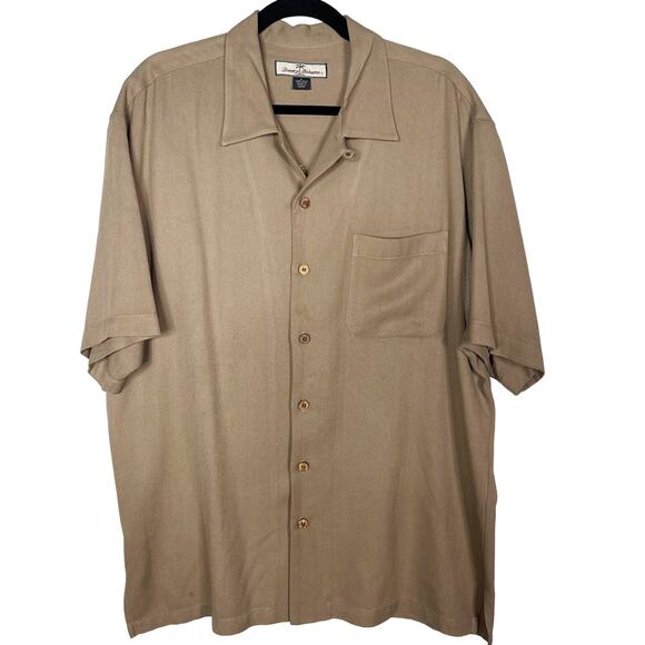 Tommy Bahama Large Brown Silk Relax Weekends Weekdays Whatever Button Up Shirt - Picture 1 of 11